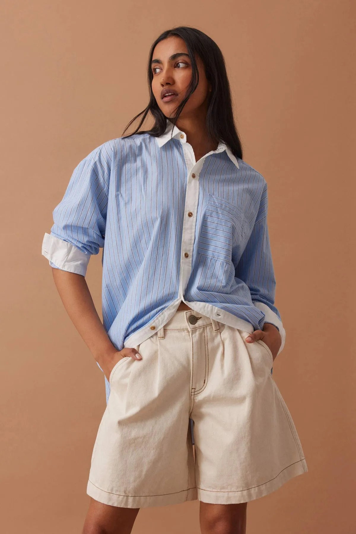Sylvie Longline Pleat Denim Short