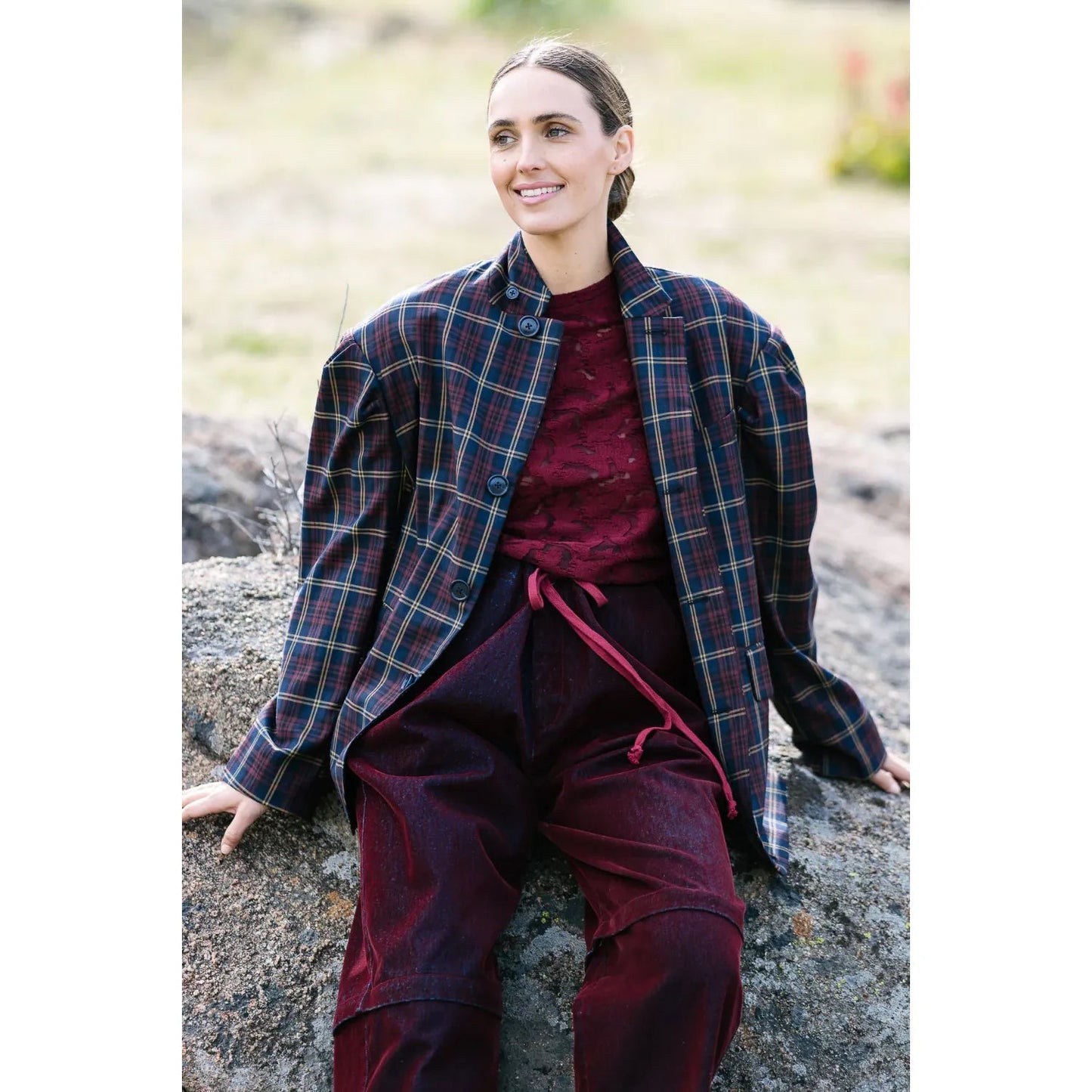 Skye Jacket in Navy Red Check