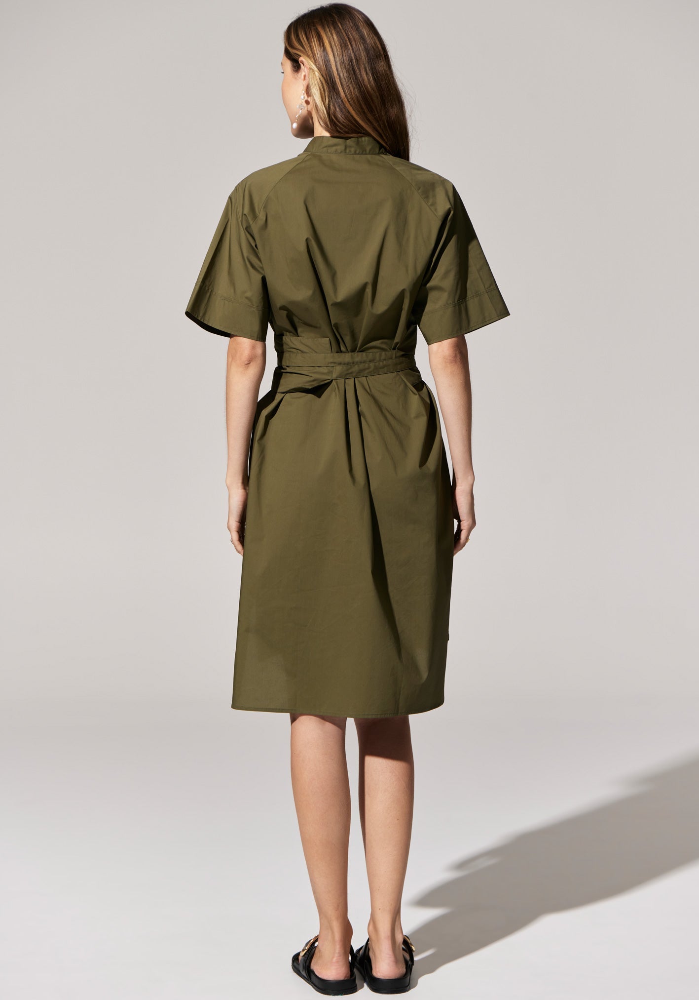 Toya Shirt Dress in Khaki