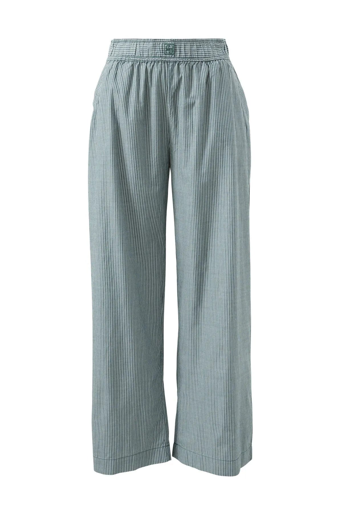 The Lounge Pant - Green + White Stripe