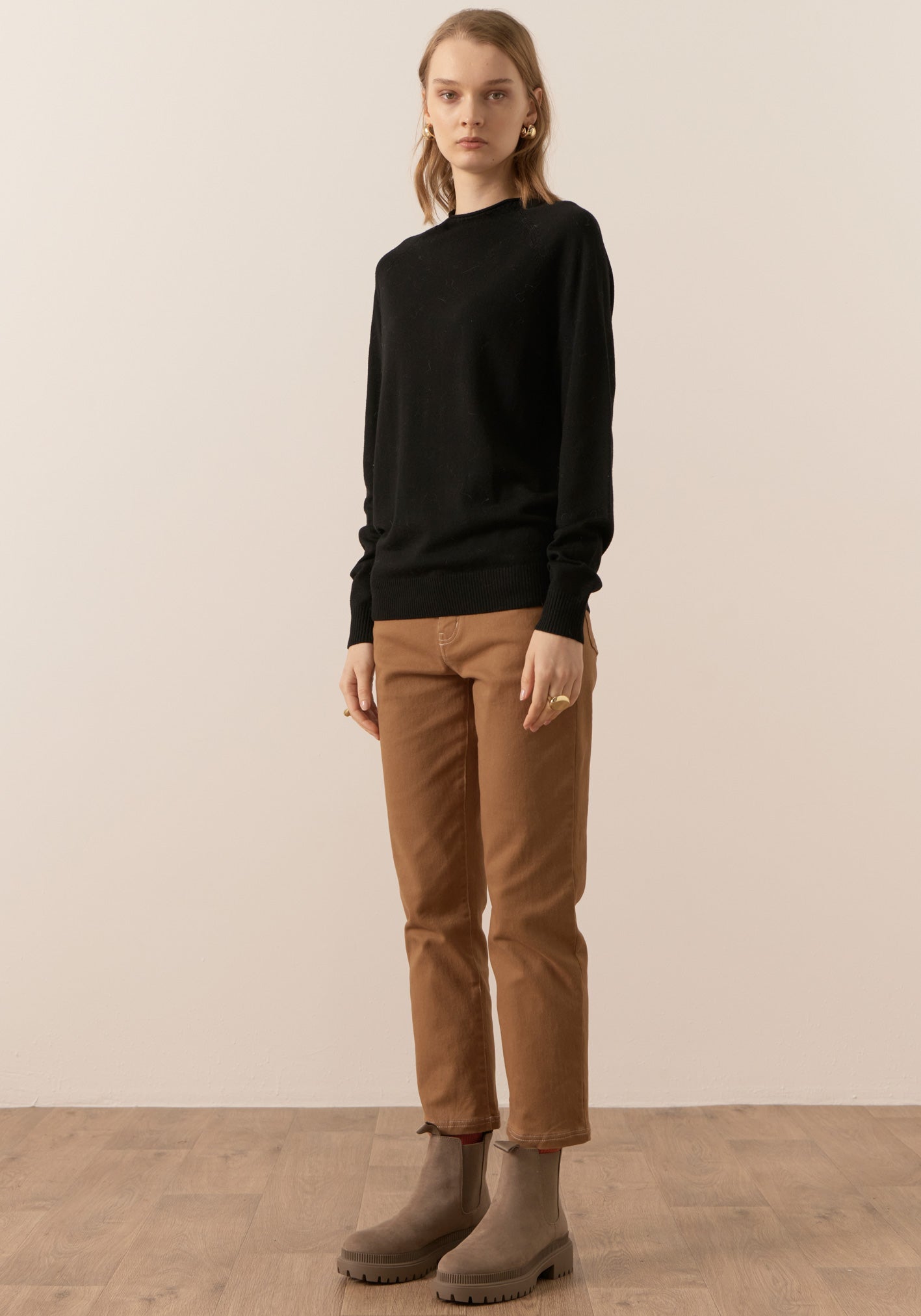 Bennett Funnel Neck Knit in Black