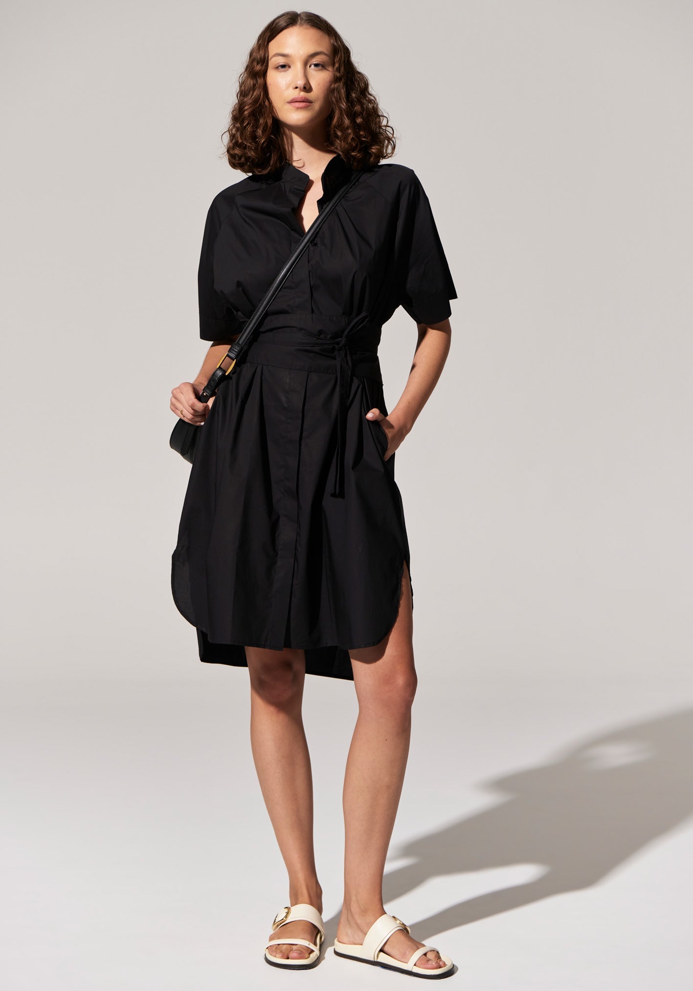 Toya Shirt Dress in Black