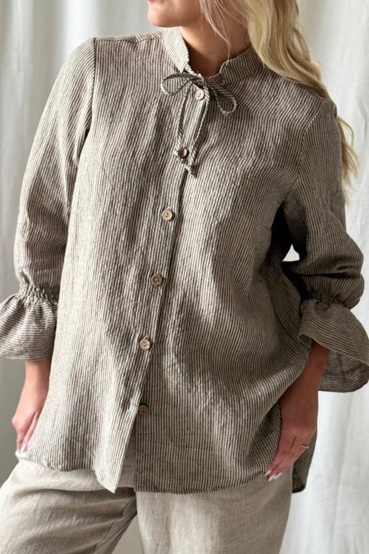 Ellitia Linen Shirt in Pinstripe