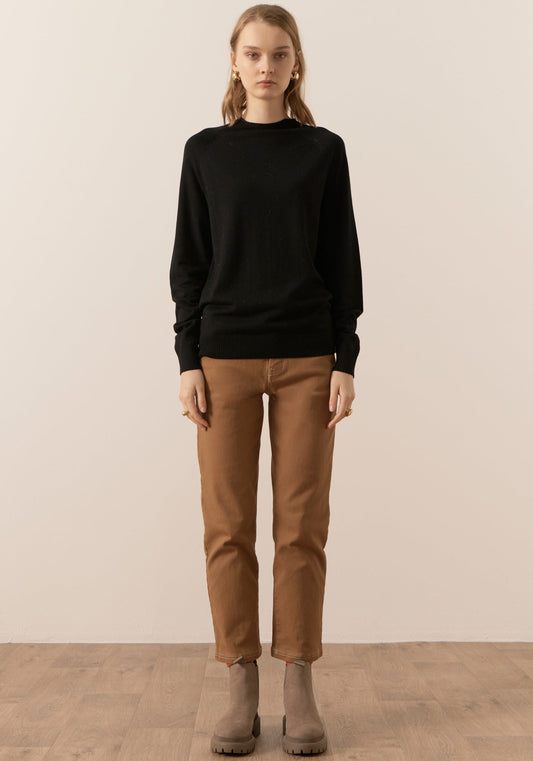 Bennett Funnel Neck Knit in Black