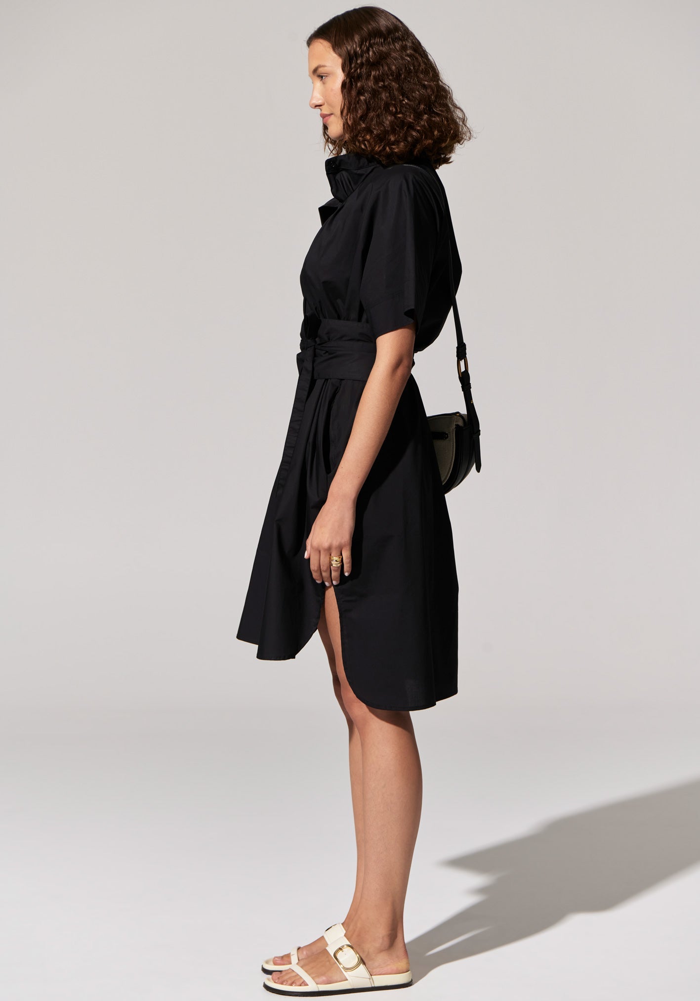 Toya Shirt Dress in Black