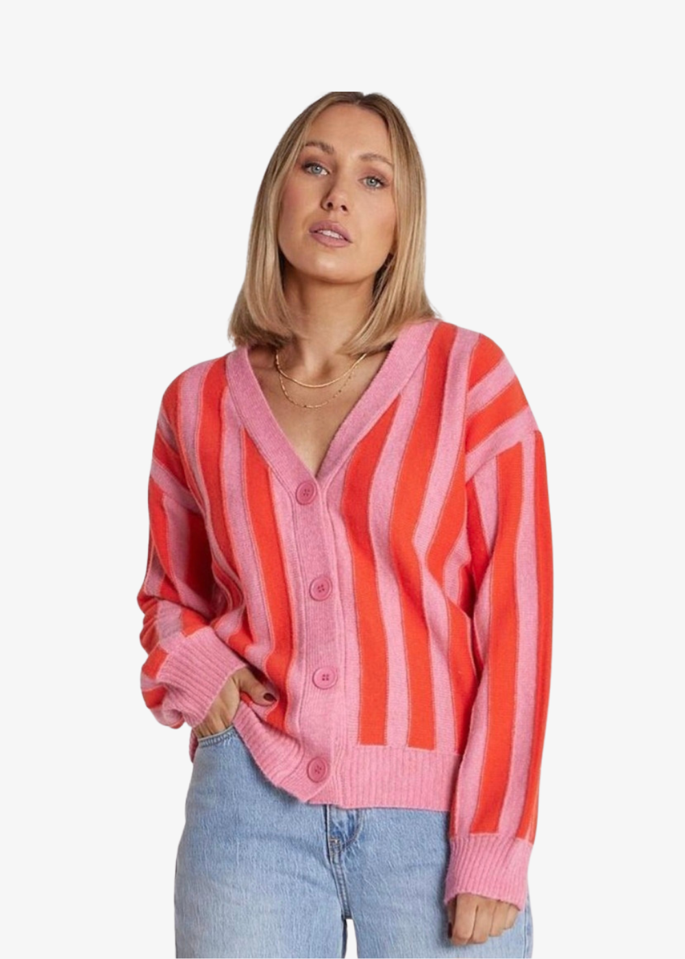 Pink Orange Striped Knit Cardigan preloved – Mallalieu