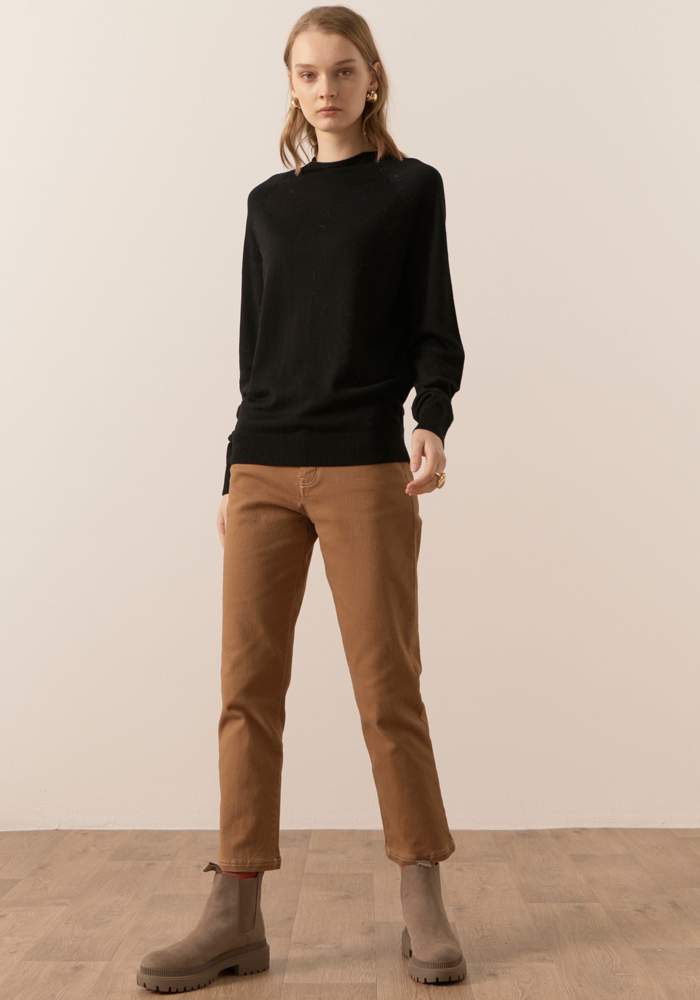 Bennett Funnel Neck Knit in Black