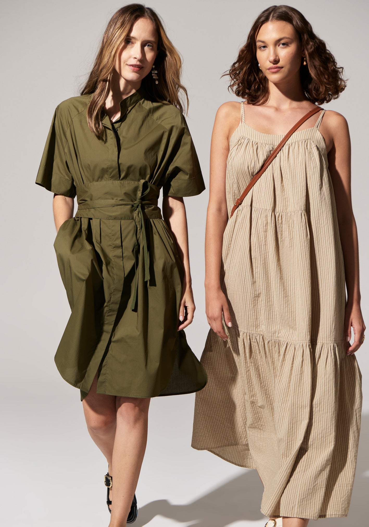 Toya Shirt Dress in Khaki