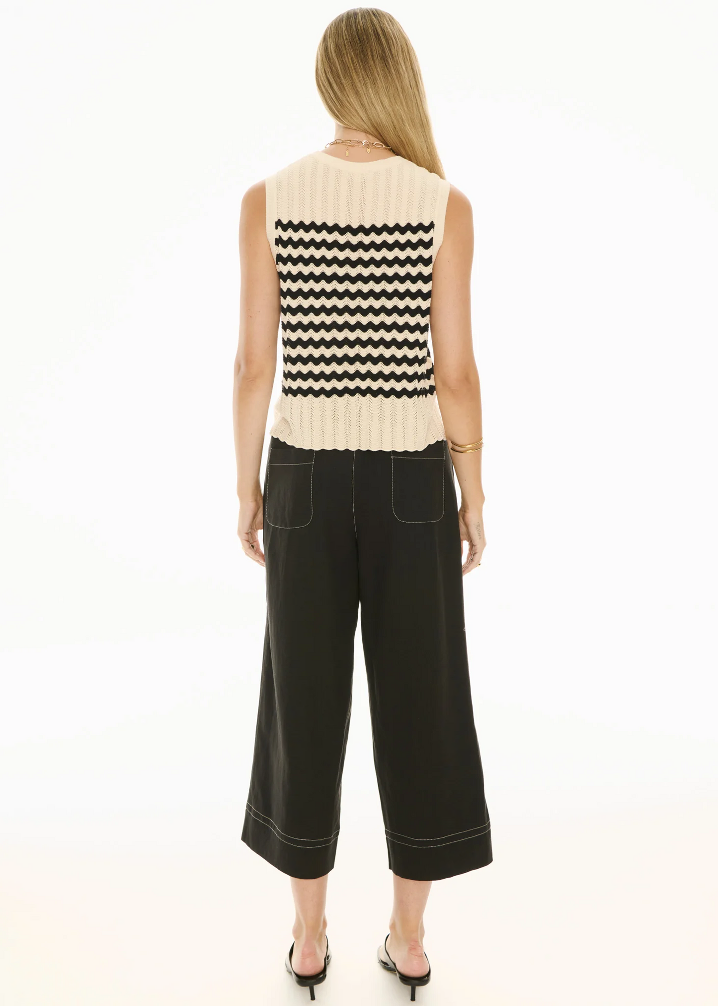 Bonde Knit Tank in Ivory/Black