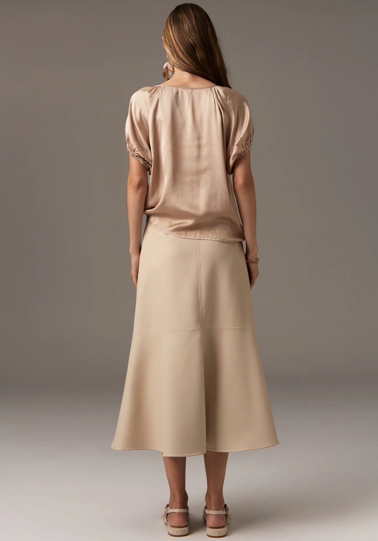 Ollie Faux Leather Skirt in Pebble