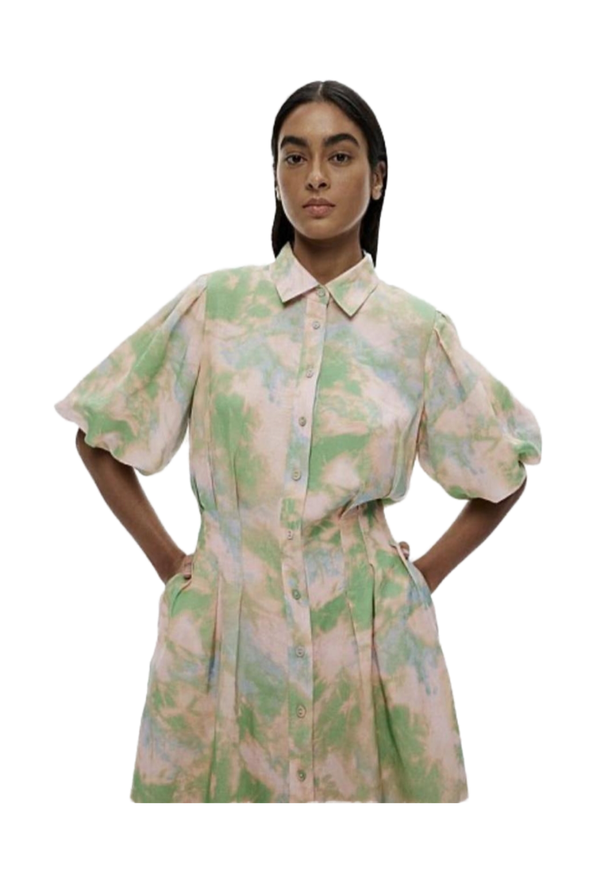 Pastel Tie-Dye Puff Sleeve Dress - preloved