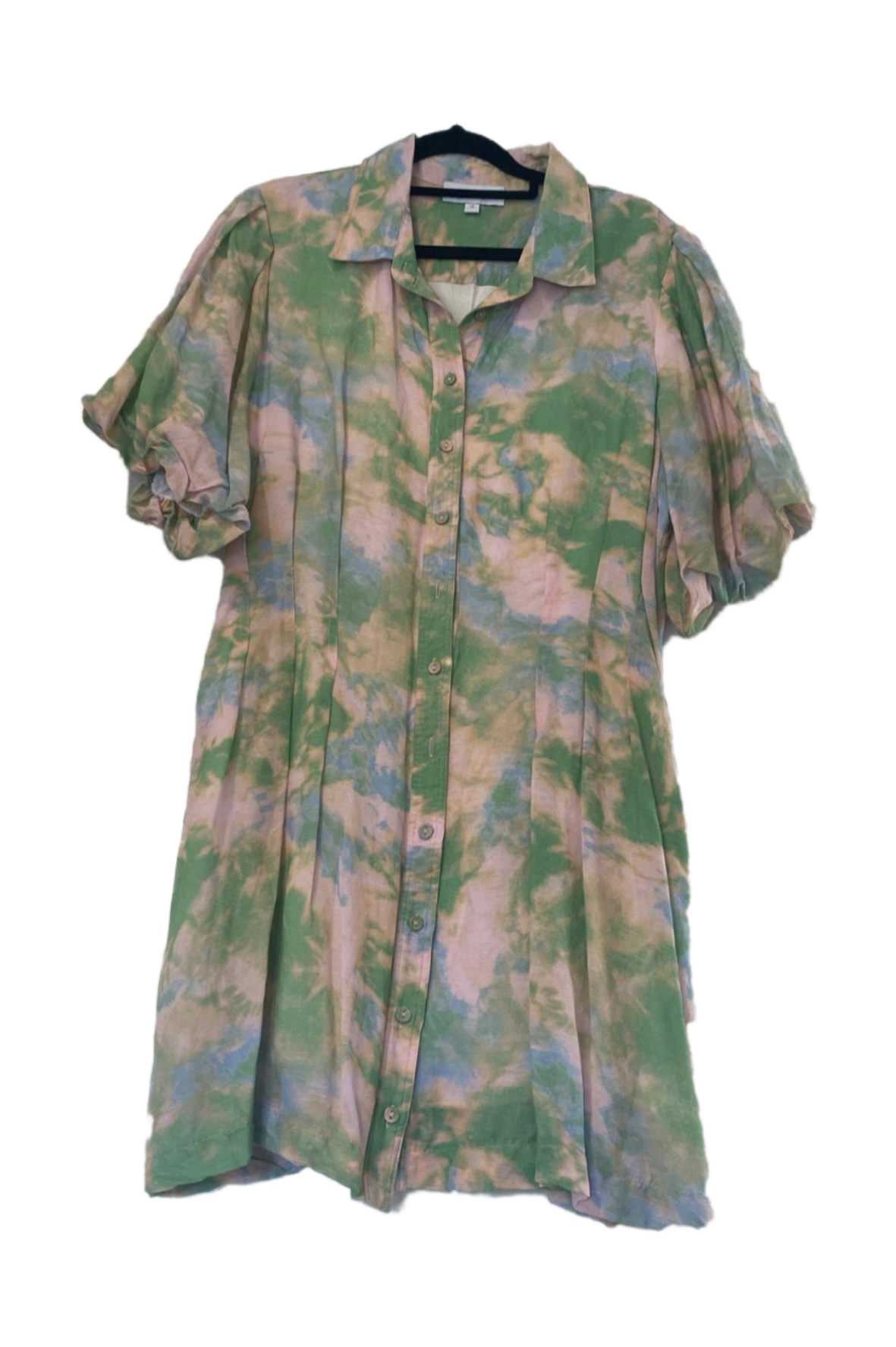 Pastel Tie-Dye Puff Sleeve Dress - preloved