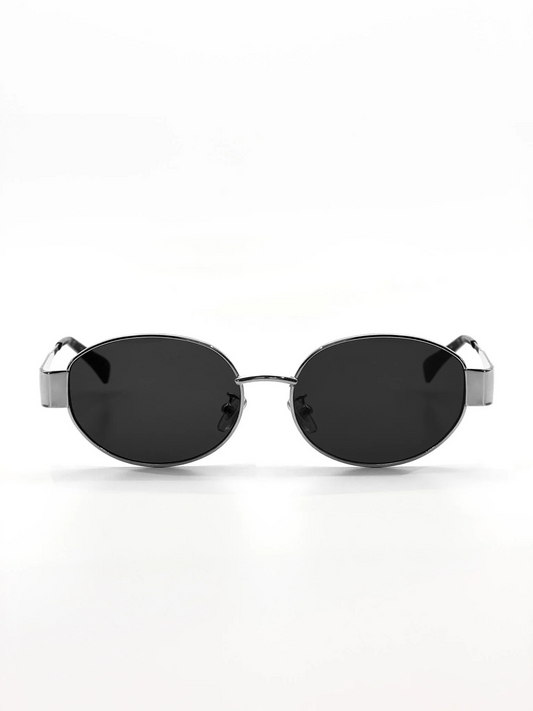 Lustre + Sage Oval Sunglasses Black