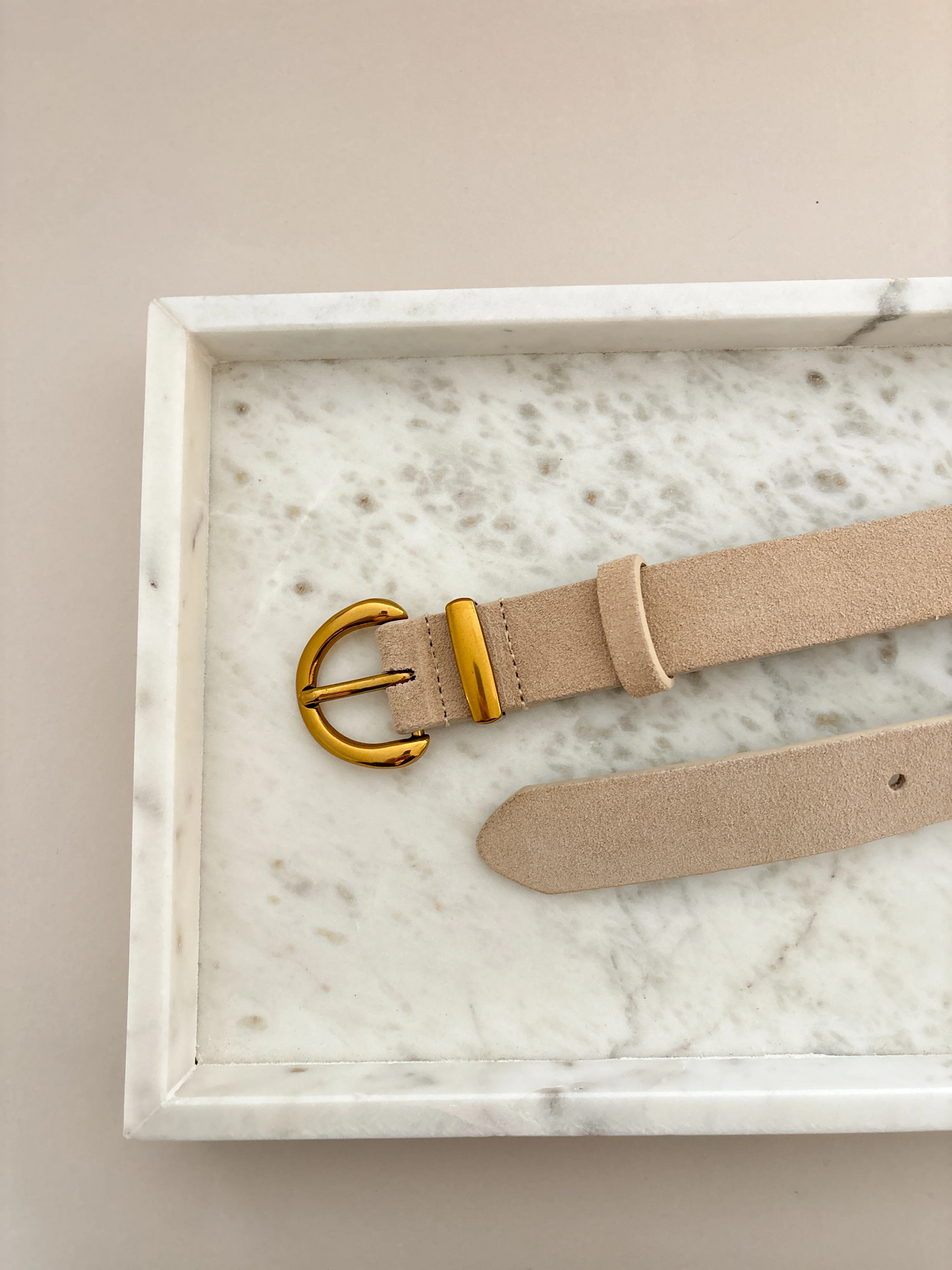 Marlene Suede Buckle Belt in Stone
