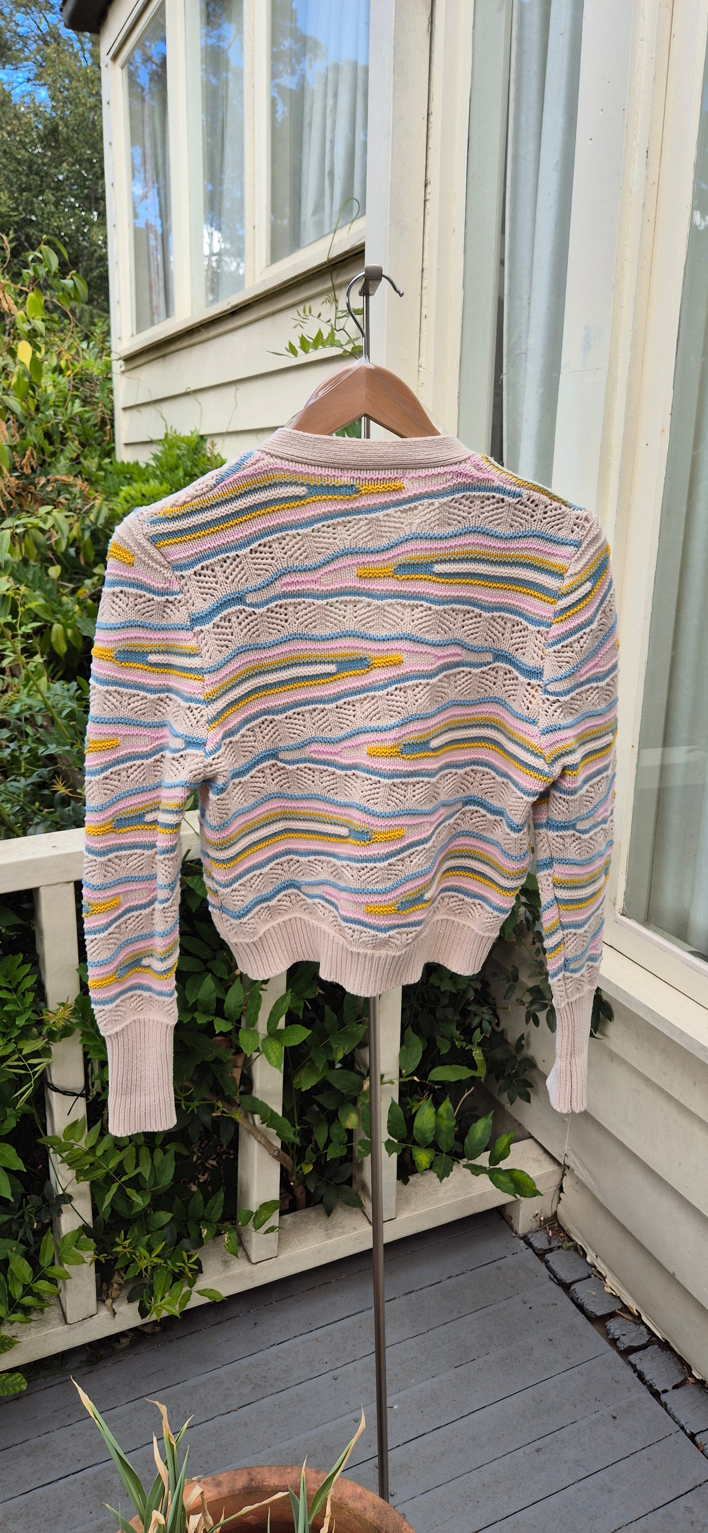 Pastel Wave Knit Cardigan - preloved