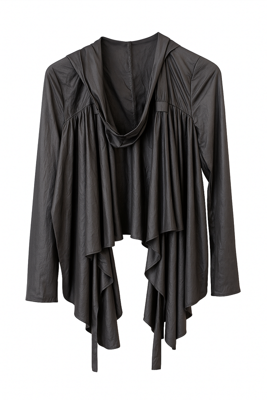 Charcoal Hooded Drape Top