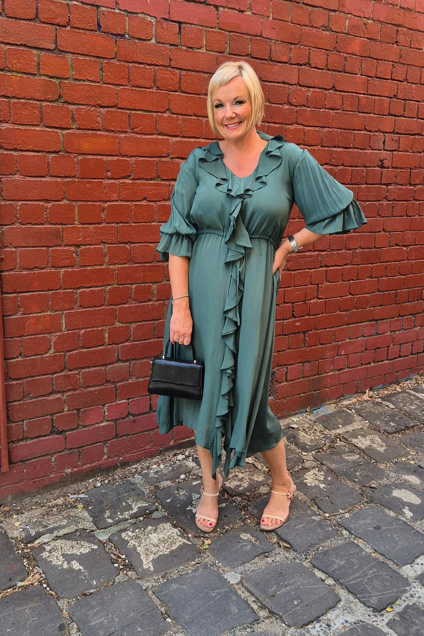 Rose Dress in Emerald