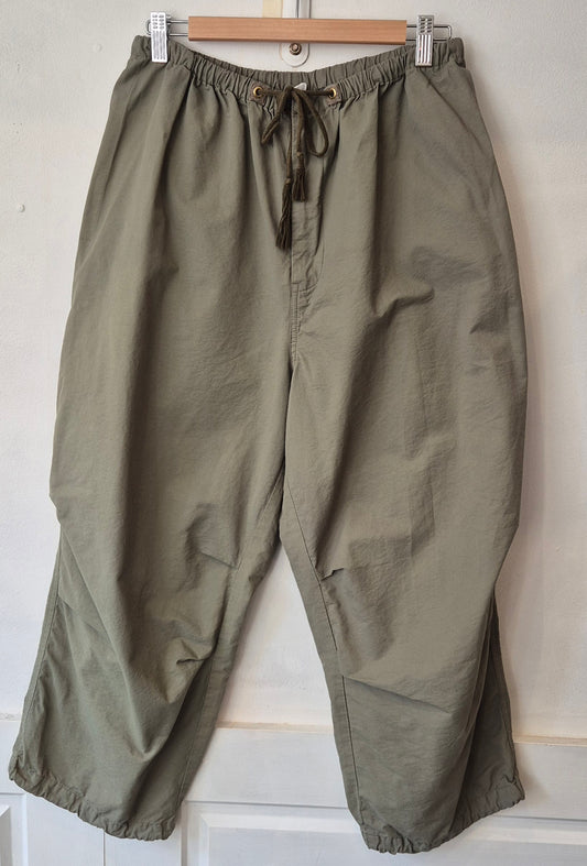 Olive Cargo Pants with Drawstring Hem