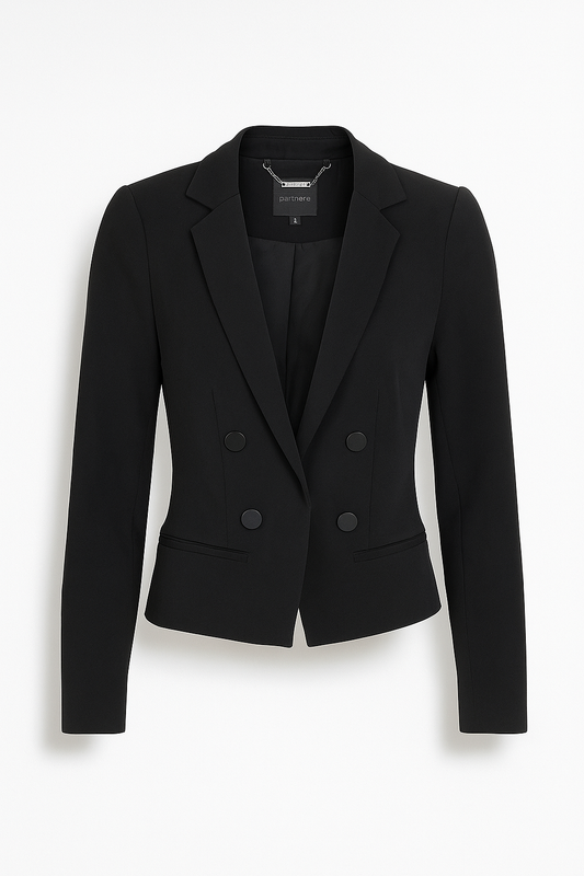 Black Cropped Double-Breasted Blazer