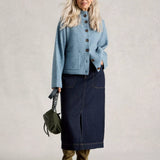 Tia Dark Denim Midi Skirt