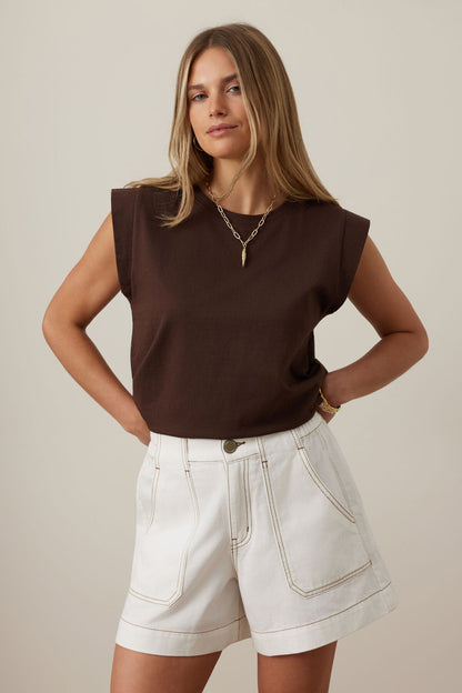 Esme Chocolate Shoulder Tee