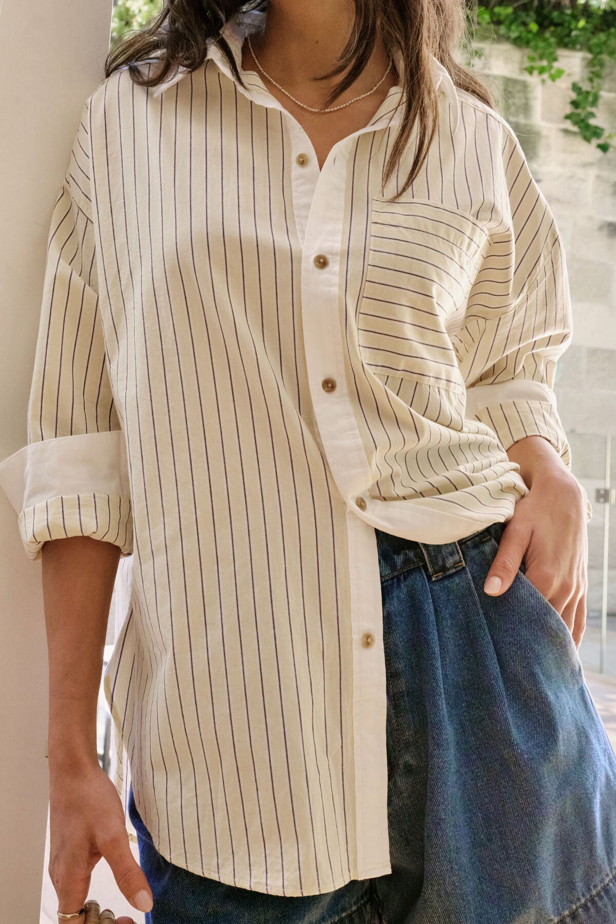 Peta Oversized Shirt in Yellow Stripe