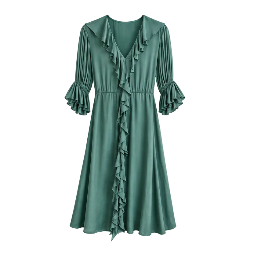 Rose Dress in Emerald