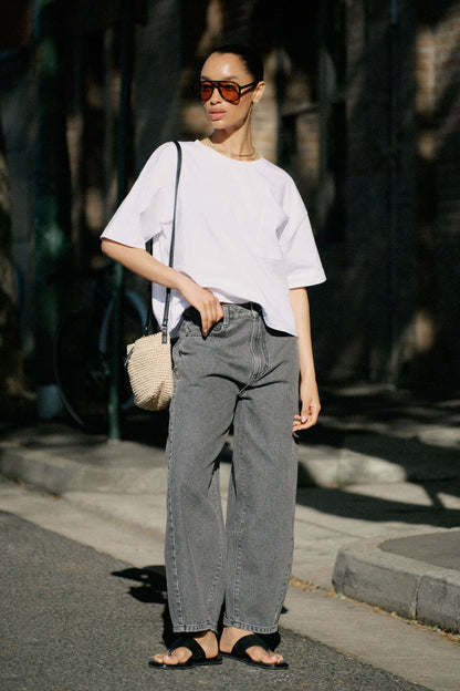 Tapered Barrel Jean in Faded Black