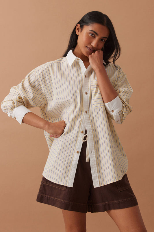 Peta Oversized Shirt in Yellow Stripe