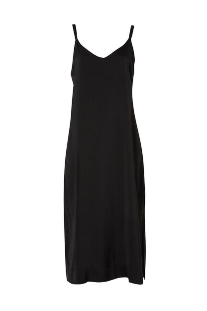 Satin Slip Dress in Black