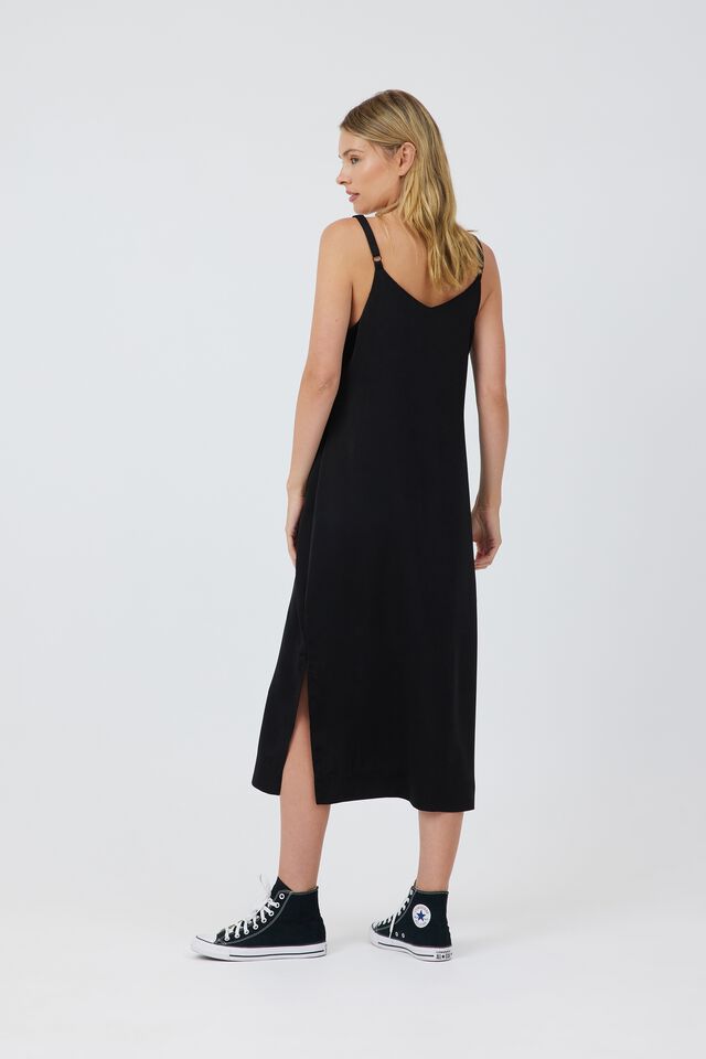 Satin Slip Dress in Black