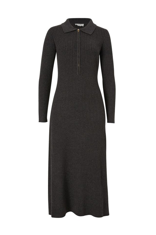 Knit A-Line Dress in Charcoal