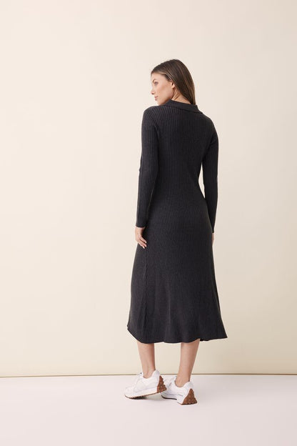 Knit A-Line Dress in Charcoal