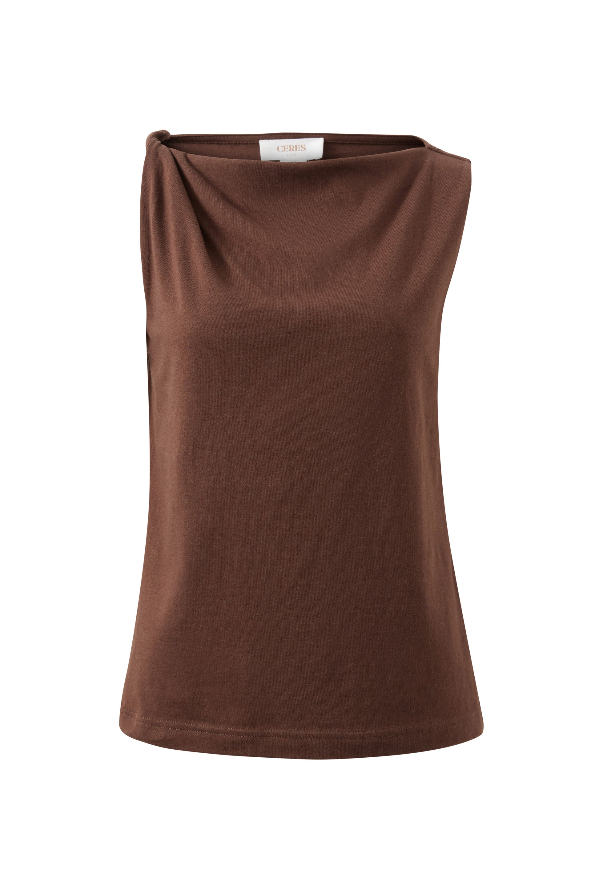 Ceres Life Tahlia Twist Strap Tank — Chocolate