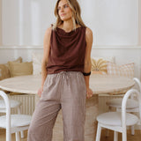 Ceres Life Tahlia Twist Strap Tank — Chocolate