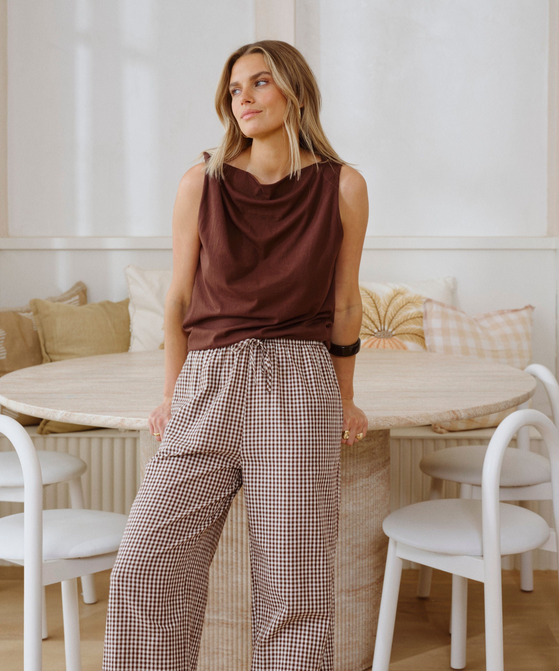 Ceres Life Tahlia Twist Strap Tank — Chocolate