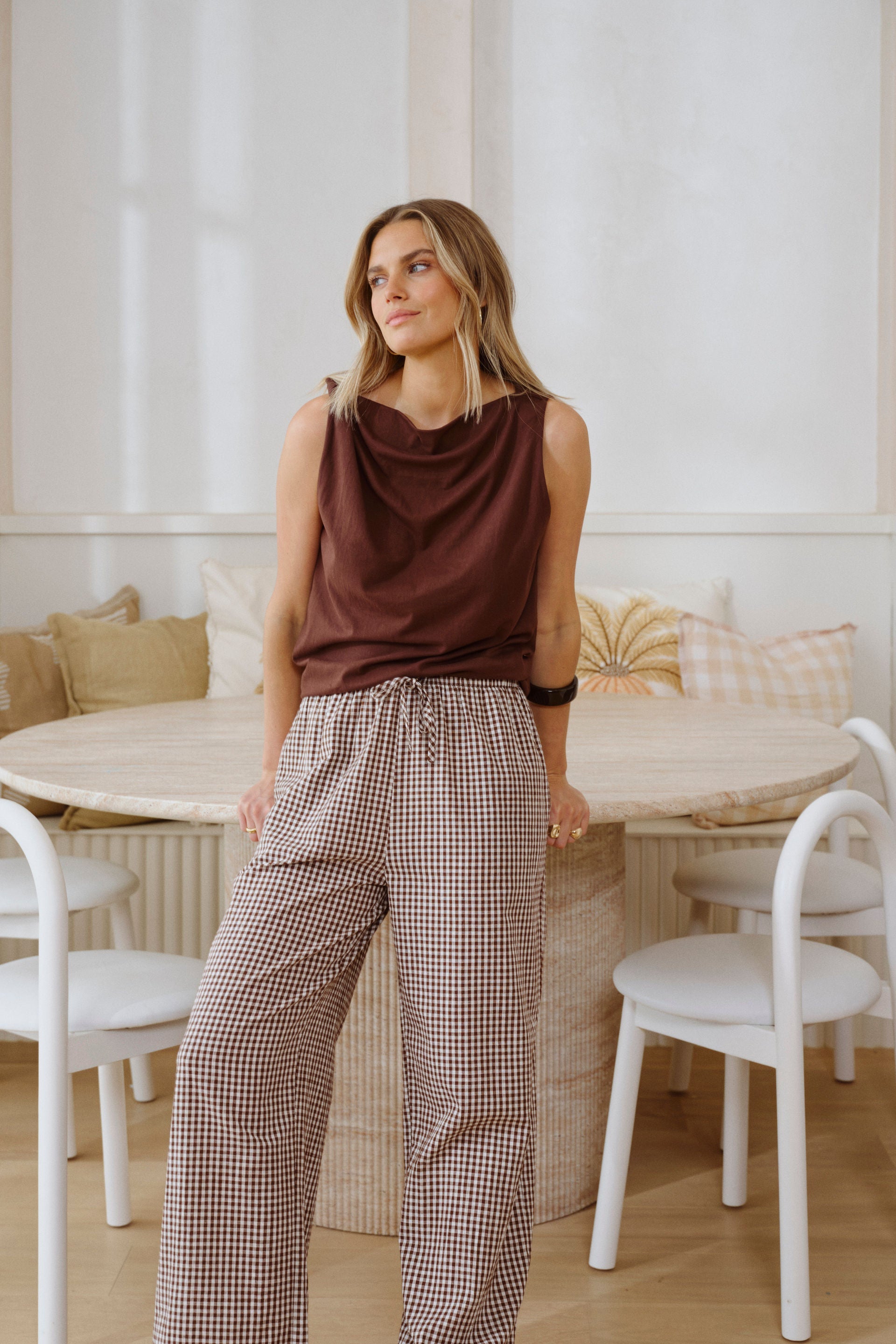 Ceres Life Tahlia Twist Strap Tank — Chocolate