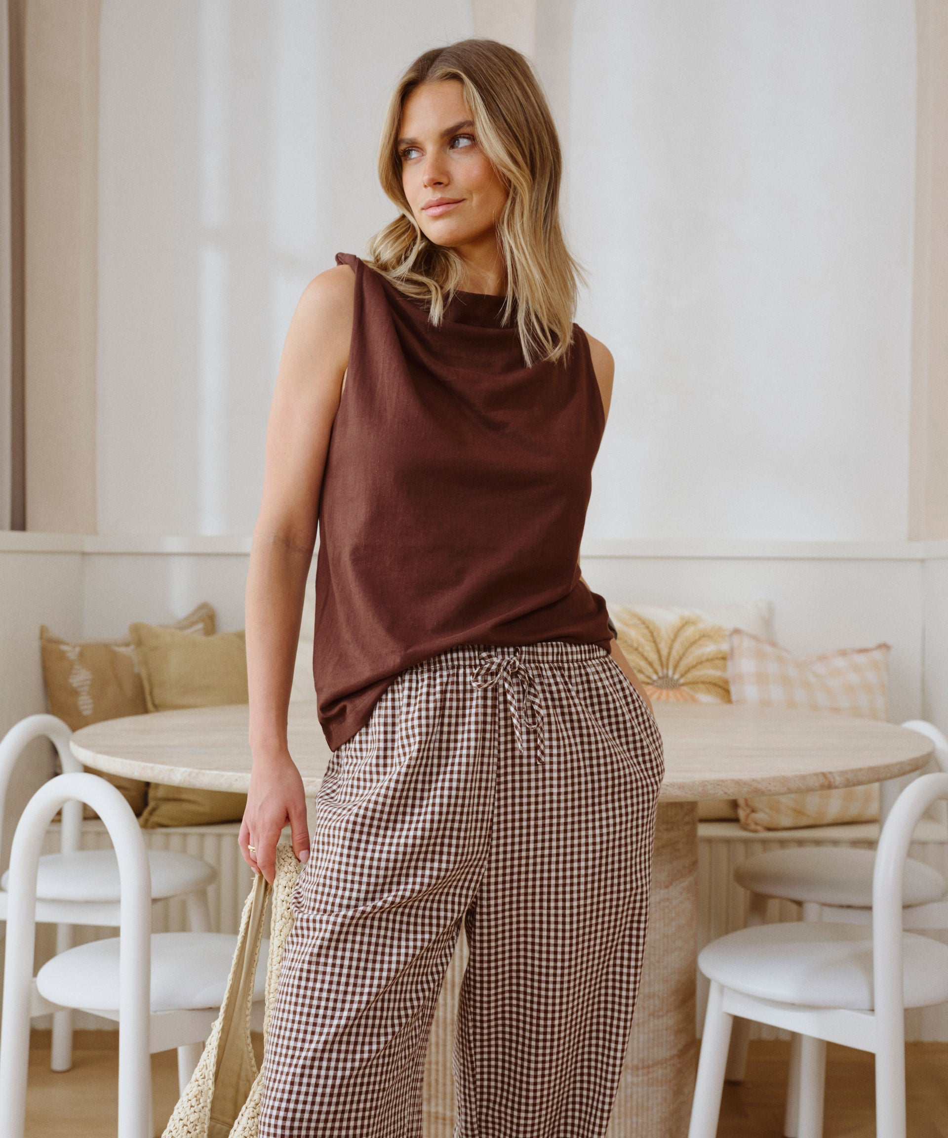 Ceres Life Tahlia Twist Strap Tank — Chocolate