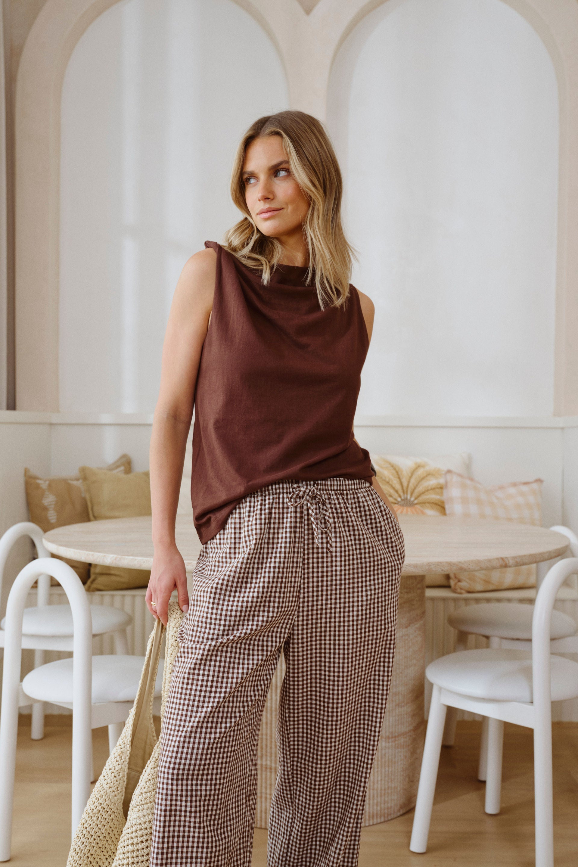 Ceres Life Tahlia Twist Strap Tank — Chocolate