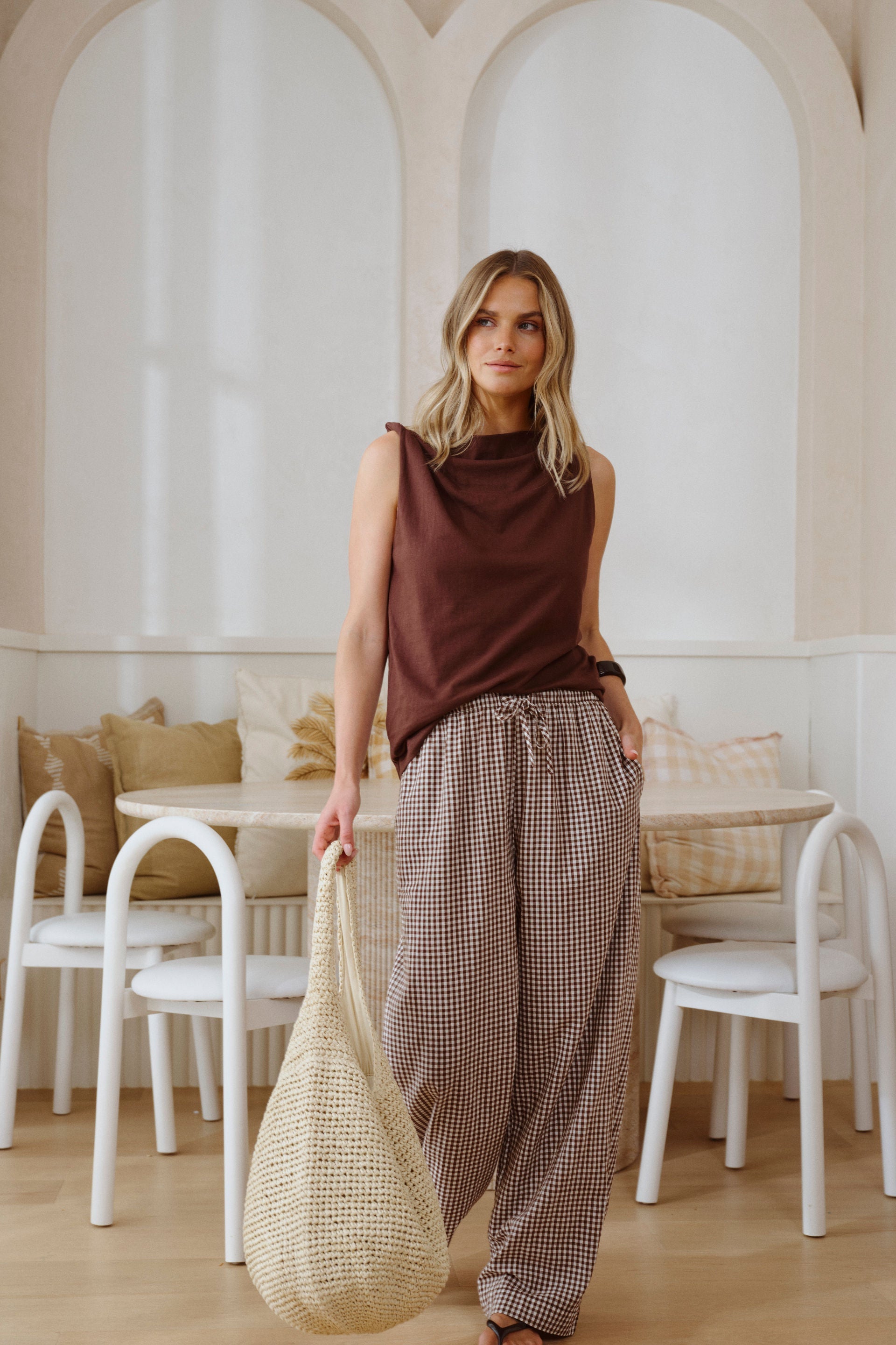 Ceres Life Tahlia Twist Strap Tank — Chocolate