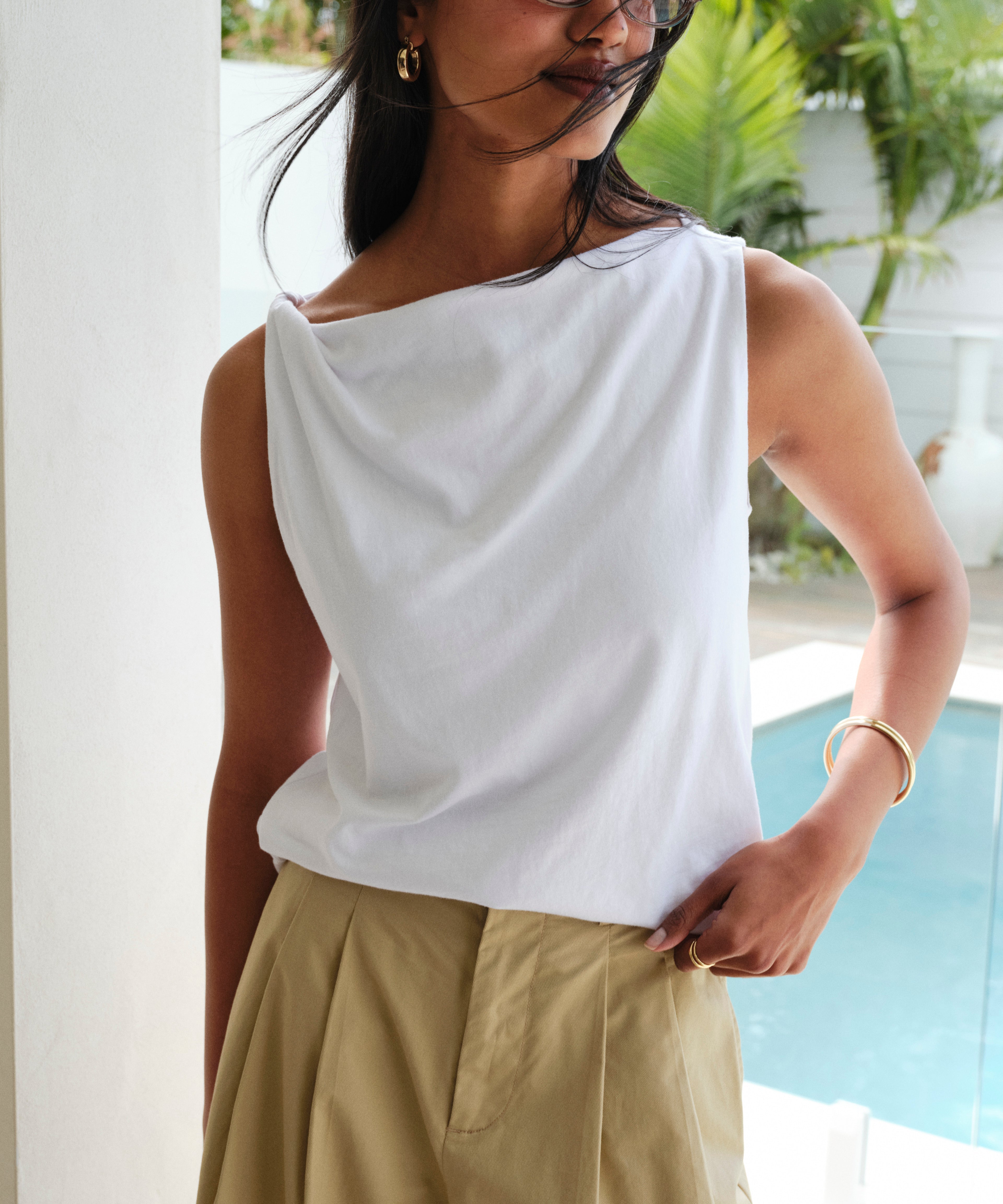 Ceres Life Tahlia Twist Strap Tank — White