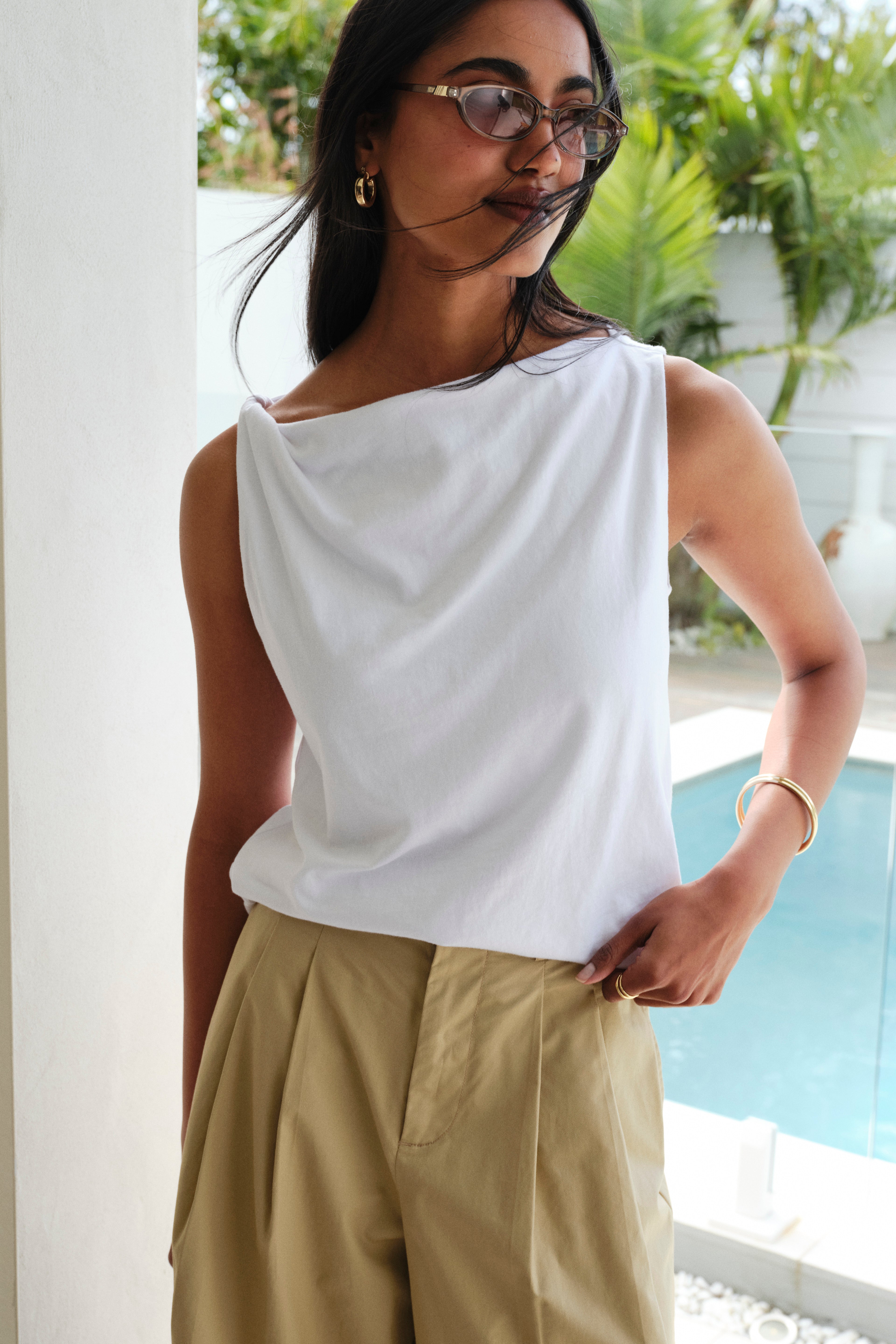 Ceres Life Tahlia Twist Strap Tank — White