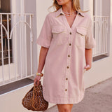 Bonnie Relaxed Shirt Dress - Blossom Pink