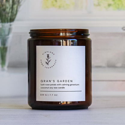 Gran's Garden | Rose + Geranium - 220g Coconut Soy Candle