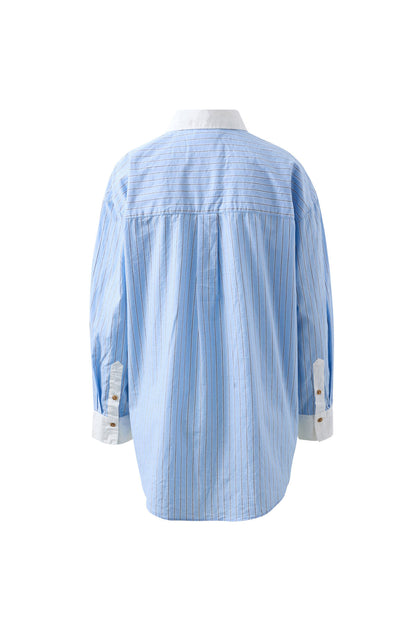 Peta Oversized Shirt in Powder Blue Stripe