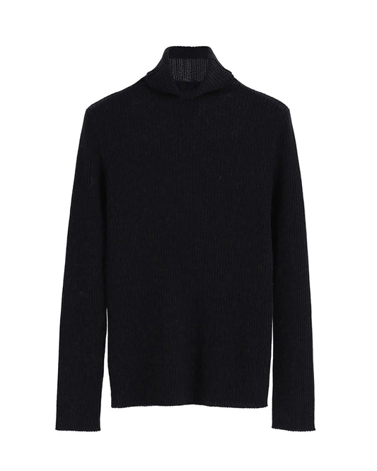 Vespa Merino Ribbed Polo in Black