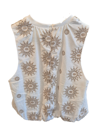 Embroidered Sleeveless Top with Back Zip - preloved