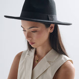 Lia Boho Fedora Felt Hat in Black