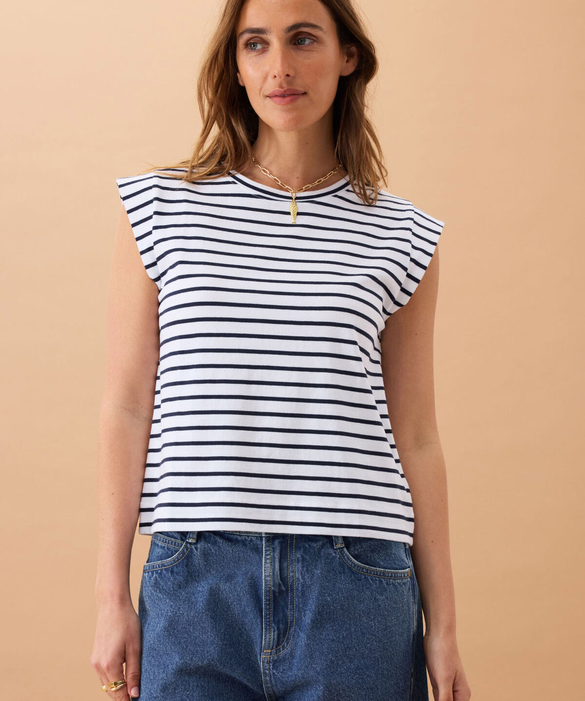 Esme French Stripe Shoulder Tee
