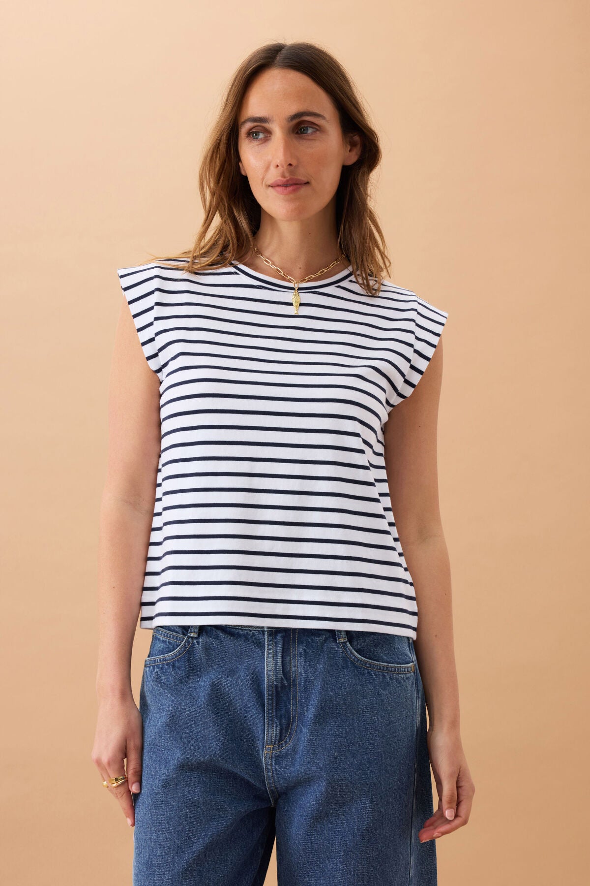 Esme French Stripe Shoulder Tee